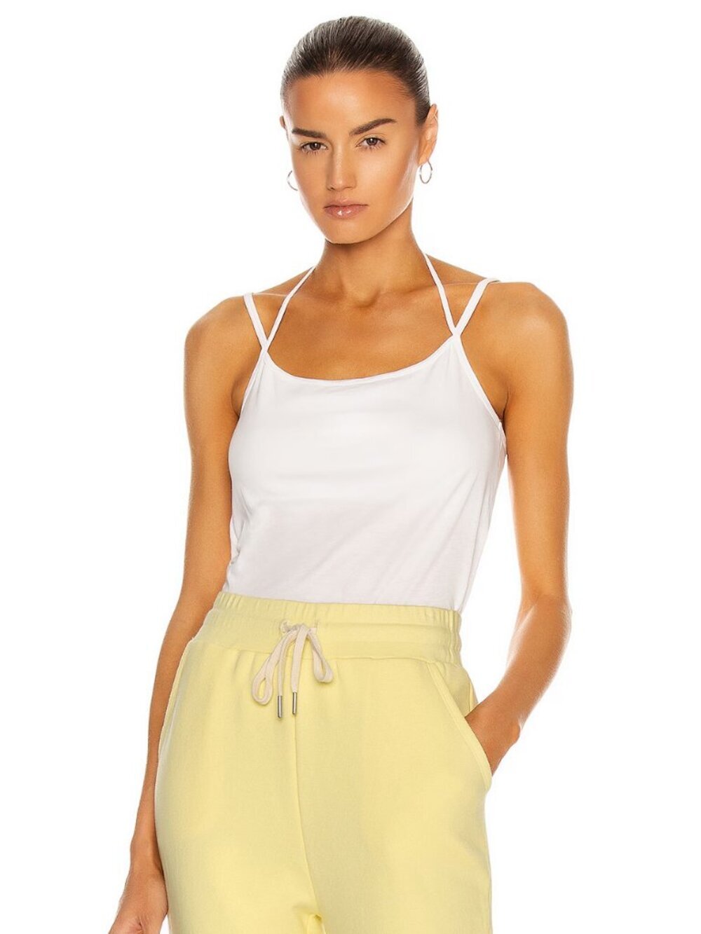 NWT JOHN ELLIOTT White Cotton Jersey Scoop Neck Strap Camisole Tank, Size 1/S - Picture 2 of 14